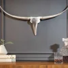 Riess-Ambiente Wanddekoration > Moderne Design Wanddekoration BULL 75cm silber Aluminium Stierkopf