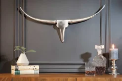 Riess-Ambiente Wanddekoration > Moderne Design Wanddekoration BULL 75cm silber Aluminium Stierkopf