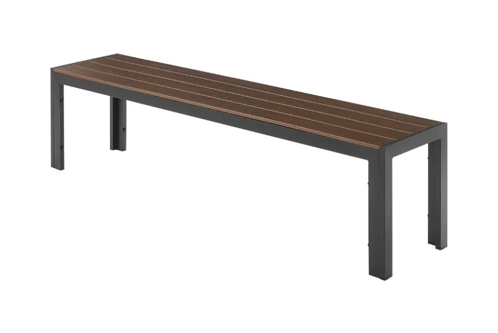 Riess-Ambiente Sitzbänke|Gartenbänke > Moderne Gartenbank DESIGNO 180cm dunkelbraun schwarz Aluminium wetterfest Outdoor Sitzbank