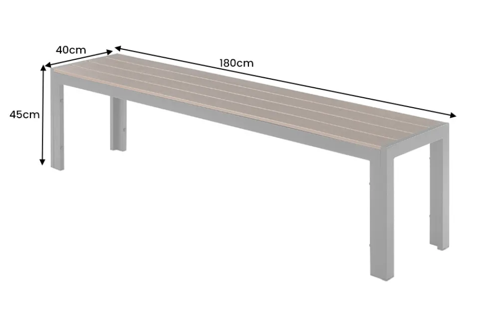 Riess-Ambiente Sitzbänke|Gartenbänke > Moderne Gartenbank DESIGNO 180cm dunkelbraun schwarz Aluminium wetterfest Outdoor Sitzbank