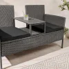 Riess-Ambiente Gartenbänke > Moderne Gartenbank PORTOFINO 140cm grau Polyrattan Outdoor Sitzbank mit Tisch wetterfest