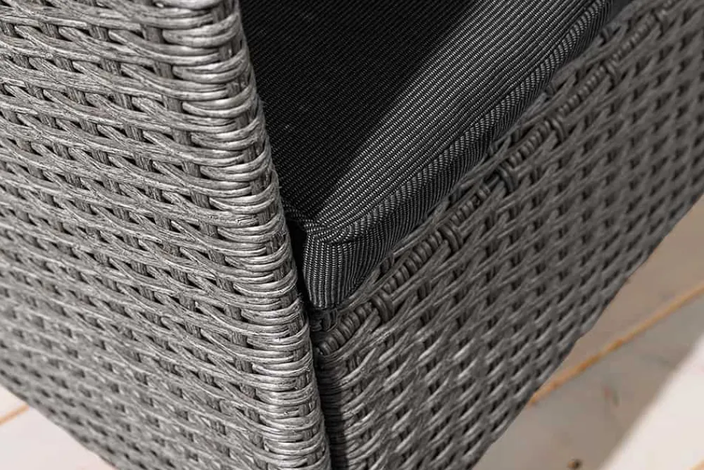 Riess-Ambiente Gartenbänke > Moderne Gartenbank PORTOFINO 140cm grau Polyrattan Outdoor Sitzbank mit Tisch wetterfest
