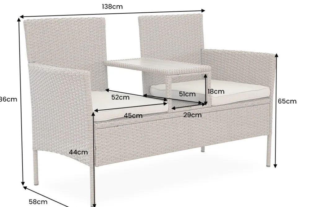 Riess-Ambiente Gartenbänke > Moderne Gartenbank PORTOFINO 140cm grau Polyrattan Outdoor Sitzbank mit Tisch wetterfest