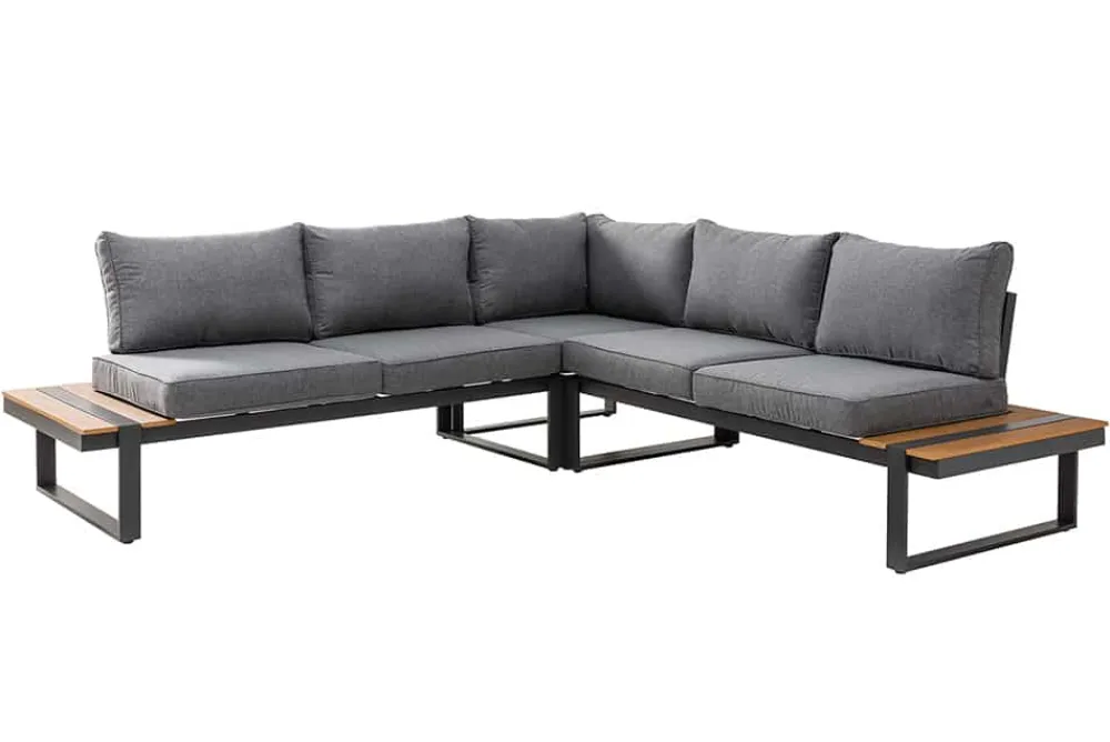 Riess-Ambiente Sitzgruppen > Moderne Garten Sitzgruppe TAMPA LOUNGE 240cm grau Aluminium wetterfest inkl. Sitzkissen