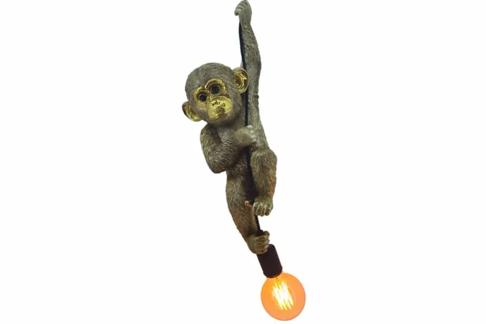 Riess-Ambiente Hängelampen > Moderne Hängelampe MONKEY 55cm gold Affen-Skulptur handmade