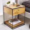 Riess-Ambiente Beistelltische|Industrial Loft > Moderner Beistelltisch SCORPION 50cm Wildeichen-Design Metall Nachttisch mit Schublade