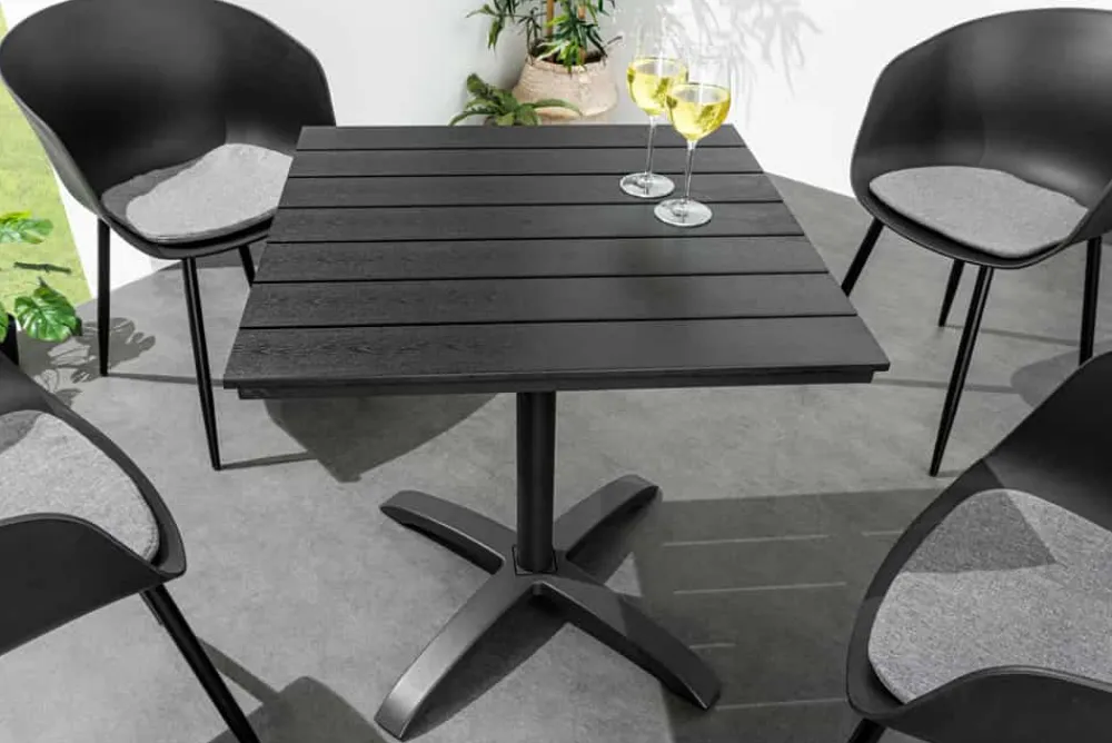 Riess-Ambiente Beistelltische|Skandinavisch > Moderner Bistrotisch DESIGNO 70cm schwarz Aluminium wetterfest Outdoor Gartentisch