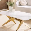 Riess-Ambiente Goldene Möbel|Couchtische & Truhen > Moderner Couchtisch ART LIVING 130cm weiß Marmor Keramik champagner gold brushed