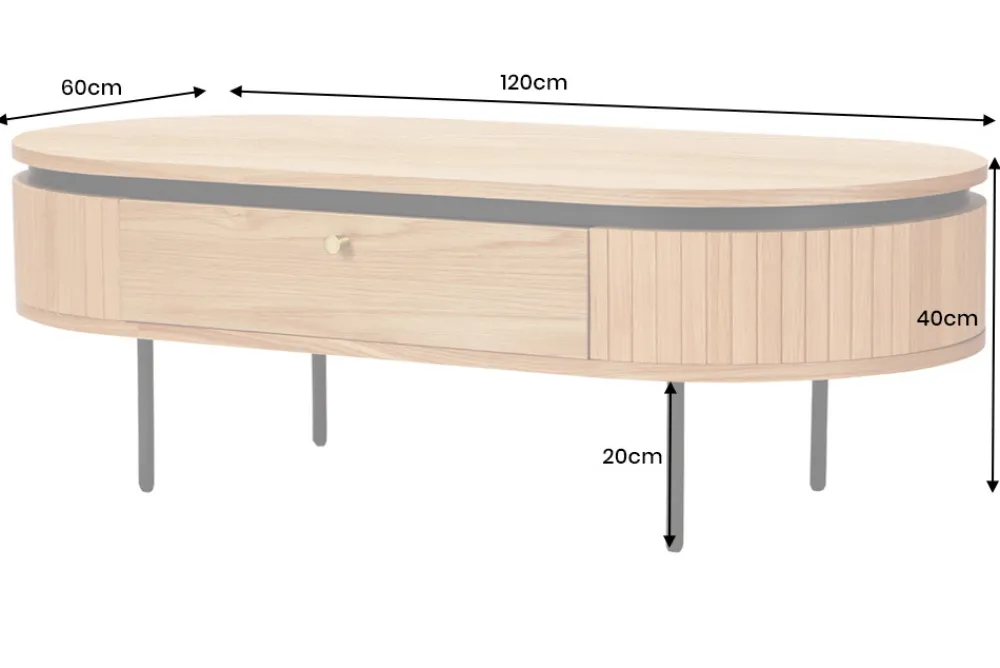 Riess-Ambiente Couchtische & Truhen > Moderner Couchtisch ATELIER 120cm natur Eiche schwarz mit zwei Schubladen