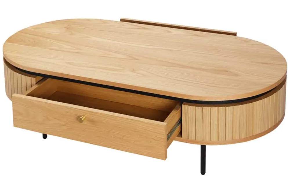 Riess-Ambiente Couchtische & Truhen > Moderner Couchtisch ATELIER 120cm natur Eiche schwarz mit zwei Schubladen