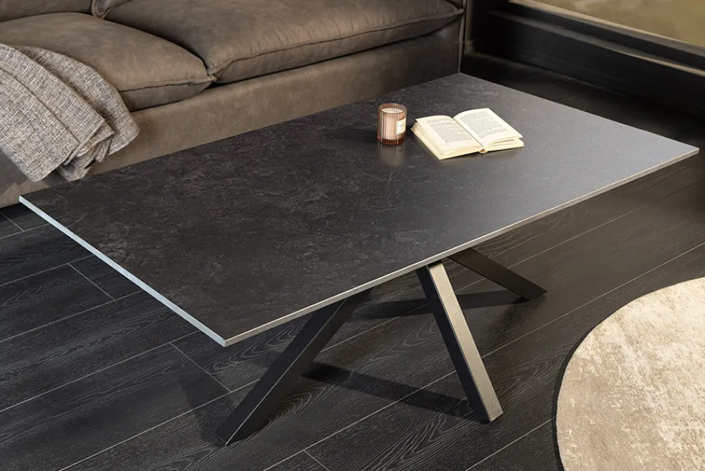 Riess-Ambiente Couchtische & Truhen > Moderner Couchtisch GALAXIE 100cm anthrazit Keramik schwarz Metall Sterngestell