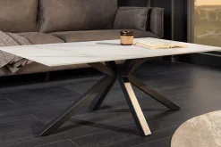 Riess-Ambiente Couchtische & Truhen > Moderner Couchtisch GALAXIE 100cm weiß Keramik schwarz Metall Sterngestell