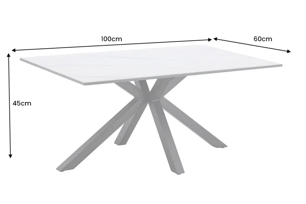 Riess-Ambiente Couchtische & Truhen > Moderner Couchtisch GALAXIE 100cm weiß Keramik schwarz Metall Sterngestell