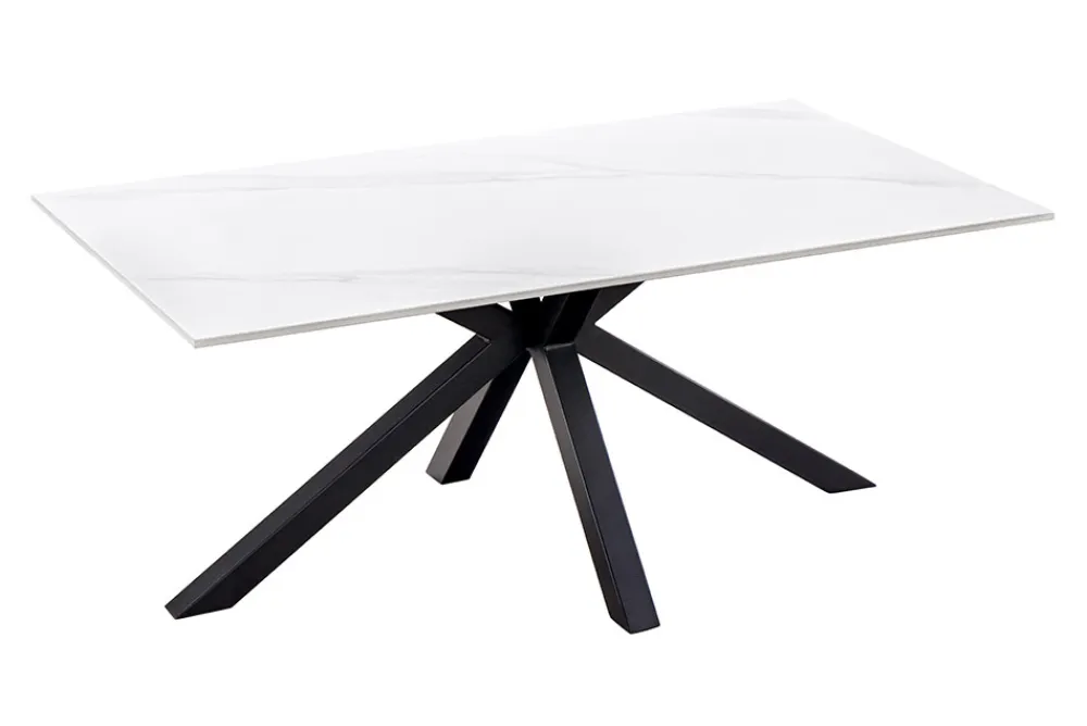 Riess-Ambiente Couchtische & Truhen > Moderner Couchtisch GALAXIE 100cm weiß Keramik schwarz Metall Sterngestell