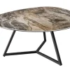 Riess-Ambiente Couchtische & Truhen|Retro Möbel > Moderner Couchtisch MARVELOUS 90cm taupe Marmor Keramik made in Italy