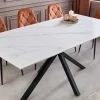 Riess-Ambiente Esstische > Moderner Esstisch GALAXIE 160cm weiß Keramik schwarz Metall Sterngestell