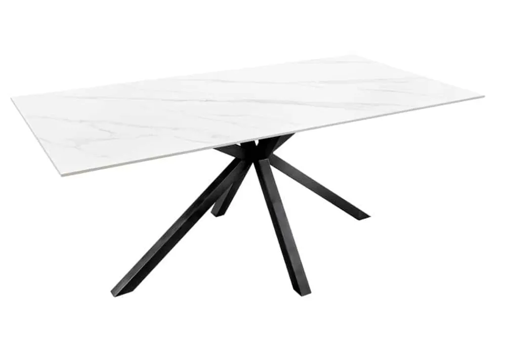 Riess-Ambiente Esstische > Moderner Esstisch GALAXIE 160cm weiß Keramik schwarz Metall Sterngestell