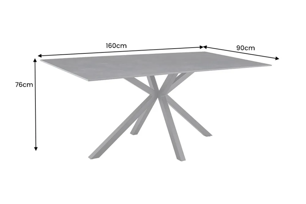 Riess-Ambiente Esstische > Moderner Esstisch GALAXIE 160cm anthrazit Keramik schwarz Metall Sterngestell