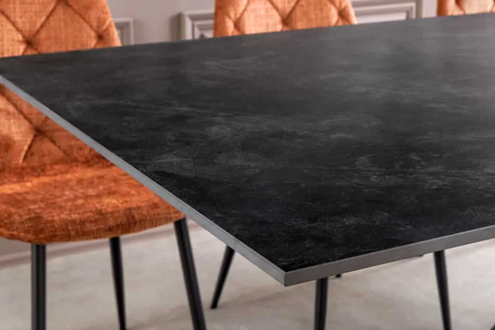 Riess-Ambiente Esstische > Moderner Esstisch GALAXIE 160cm anthrazit Keramik schwarz Metall Sterngestell
