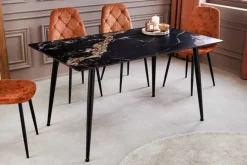 Riess-Ambiente Esstische > Moderner Esstisch MILANO 120cm schwarz gold sand Aurora Oro Keramik Metallgestell