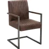 Riess-Ambiente Freischwinger|Industrial Loft > Moderner Freischwinger Armlehnenstuhl BIG ASTON vintage braun Taschenfederkern Eisen