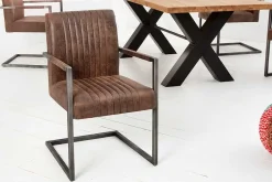Riess-Ambiente Freischwinger|Industrial Loft > Moderner Freischwinger Armlehnenstuhl BIG ASTON vintage braun Taschenfederkern Eisen