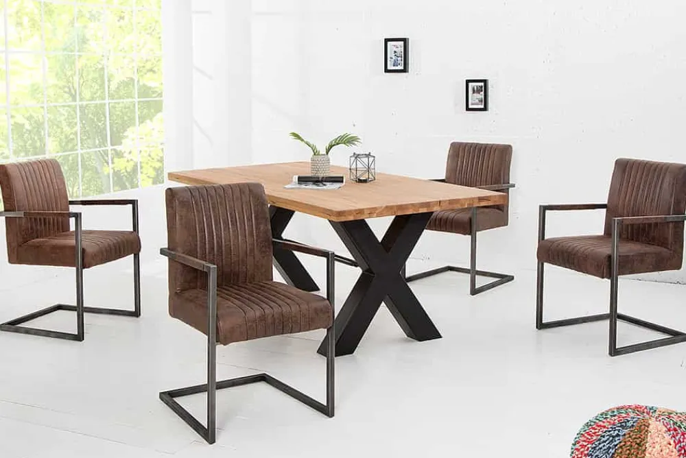 Riess-Ambiente Freischwinger|Industrial Loft > Moderner Freischwinger Armlehnenstuhl BIG ASTON vintage braun Taschenfederkern Eisen