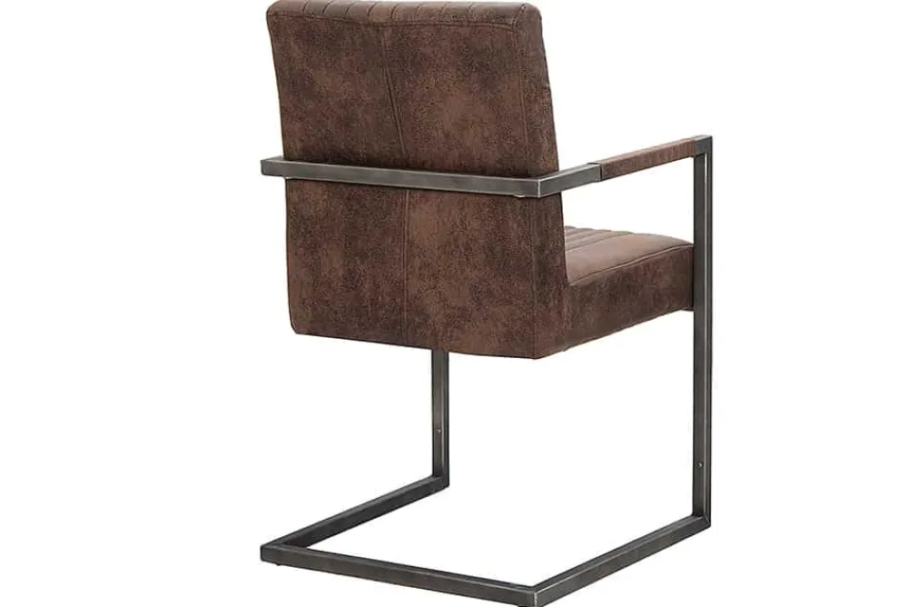 Riess-Ambiente Freischwinger|Industrial Loft > Moderner Freischwinger Armlehnenstuhl BIG ASTON vintage braun Taschenfederkern Eisen