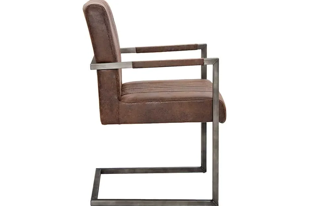 Riess-Ambiente Freischwinger|Industrial Loft > Moderner Freischwinger Armlehnenstuhl BIG ASTON vintage braun Taschenfederkern Eisen