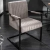 Riess-Ambiente Freischwinger|Industrial Loft > Moderner Freischwinger Armlehnenstuhl BIG ASTON taupe Taschenfederkern Eisengestell