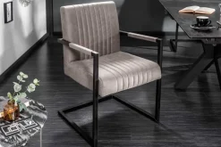 Riess-Ambiente Freischwinger|Industrial Loft > Moderner Freischwinger Armlehnenstuhl BIG ASTON taupe Taschenfederkern Eisengestell