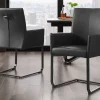 Riess-Ambiente Freischwinger|Industrial Loft > Moderner Freischwinger SAMSON schwarz Echtleder mit Armlehne und Metallrahmen