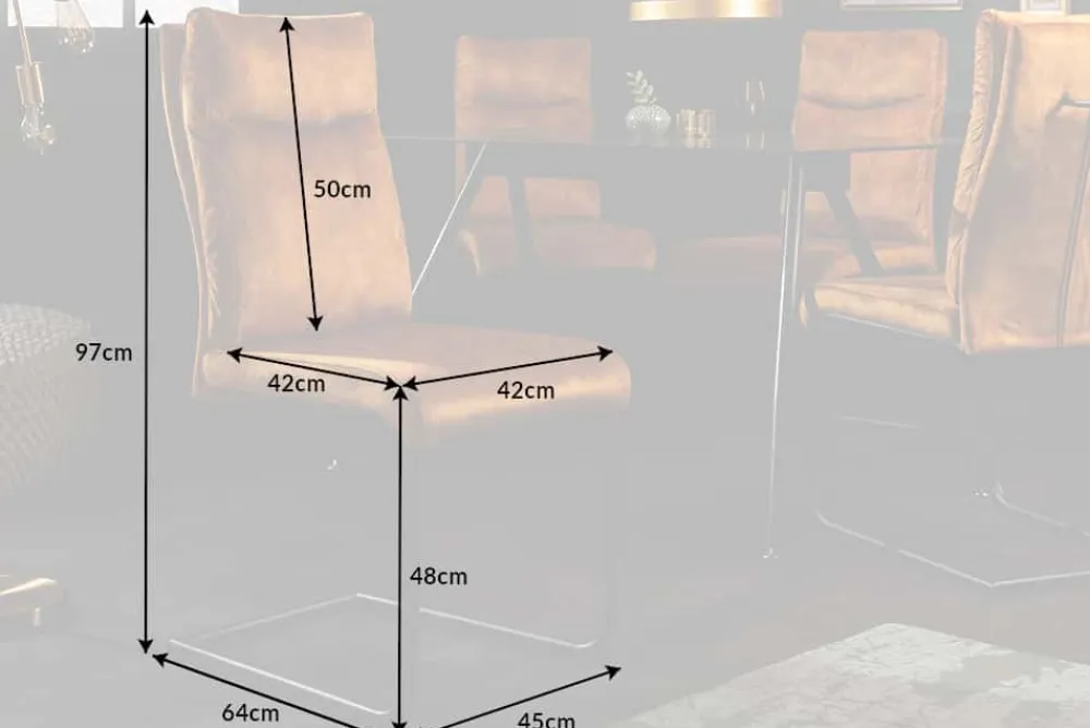 Riess-Ambiente Freischwinger|Stühle > Moderner Freischwinger Stuhl COMFORT senfgelb Samt mit Komfortgriff