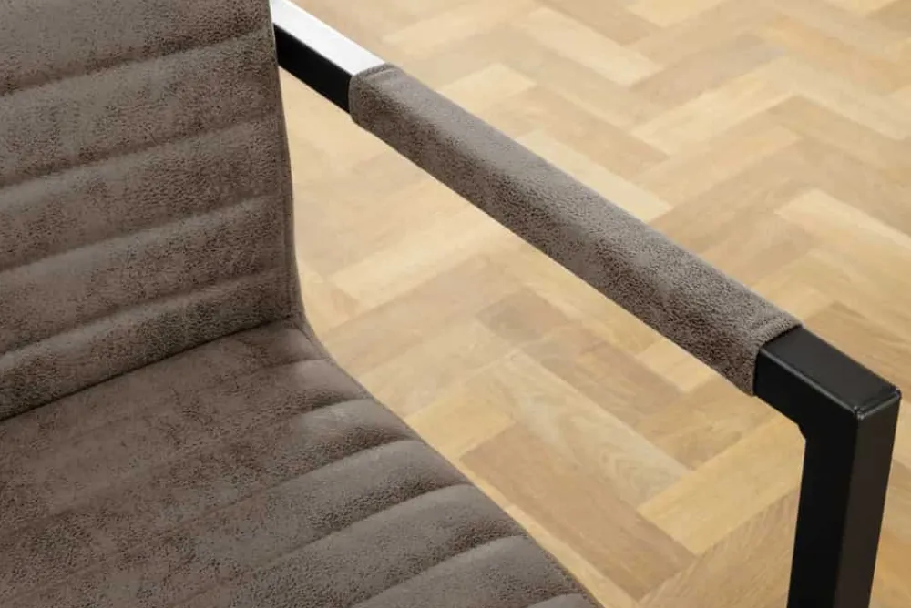 Riess-Ambiente Freischwinger|Stühle > Moderner Freischwinger Stuhl LOFT taupe grau Microfaser mit Armlehne Eisengestell schwarz