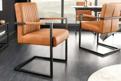 Riess-Ambiente Freischwinger|Stühle > Moderner Freischwinger Stuhl BIG ASTON Echtleder vintage cognac Taschenfederkern Metall