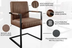 Riess-Ambiente Freischwinger|Stühle > Moderner Freischwinger Stuhl BIG ASTON Echtleder vintage braun Taschenfederkern Metall