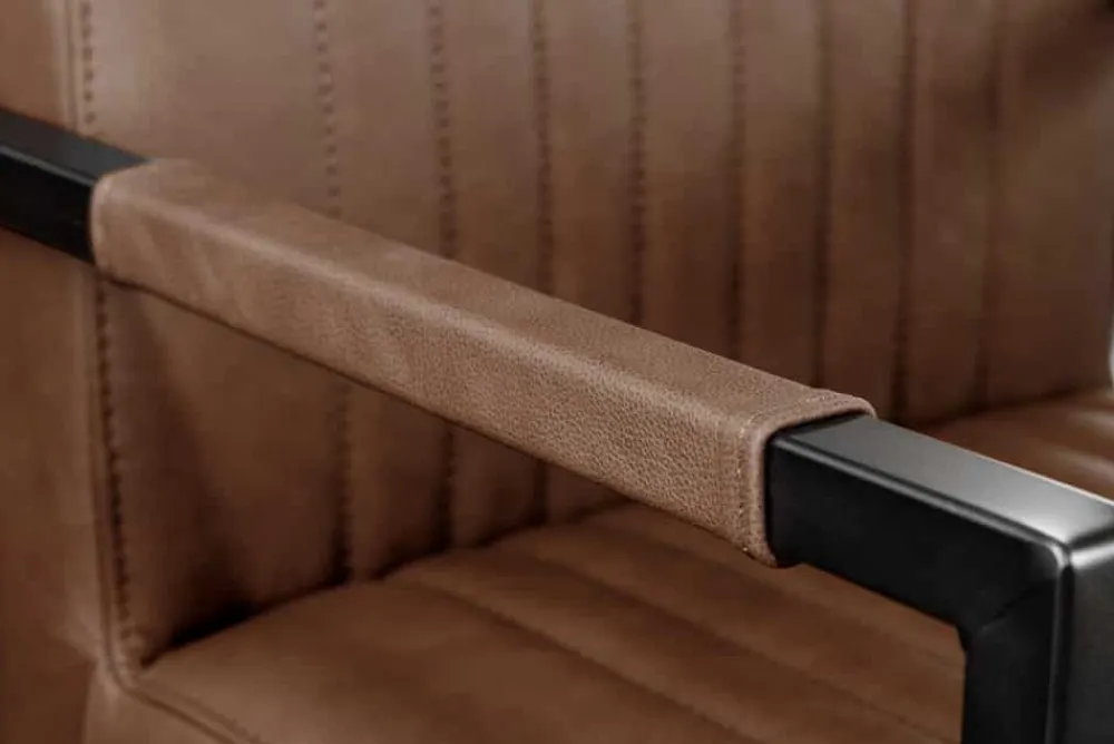 Riess-Ambiente Freischwinger|Stühle > Moderner Freischwinger Stuhl BIG ASTON Echtleder vintage braun Taschenfederkern Metall