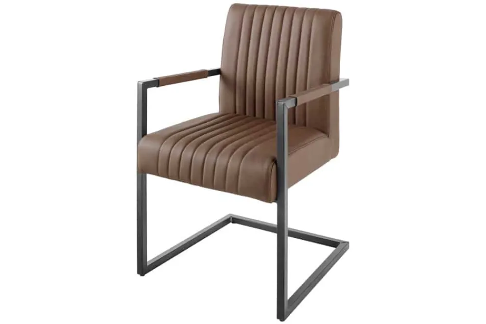 Riess-Ambiente Freischwinger|Stühle > Moderner Freischwinger Stuhl BIG ASTON Echtleder vintage braun Taschenfederkern Metall