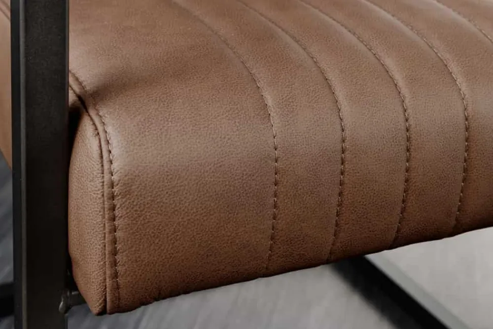 Riess-Ambiente Freischwinger|Stühle > Moderner Freischwinger Stuhl BIG ASTON Echtleder vintage braun Taschenfederkern Metall