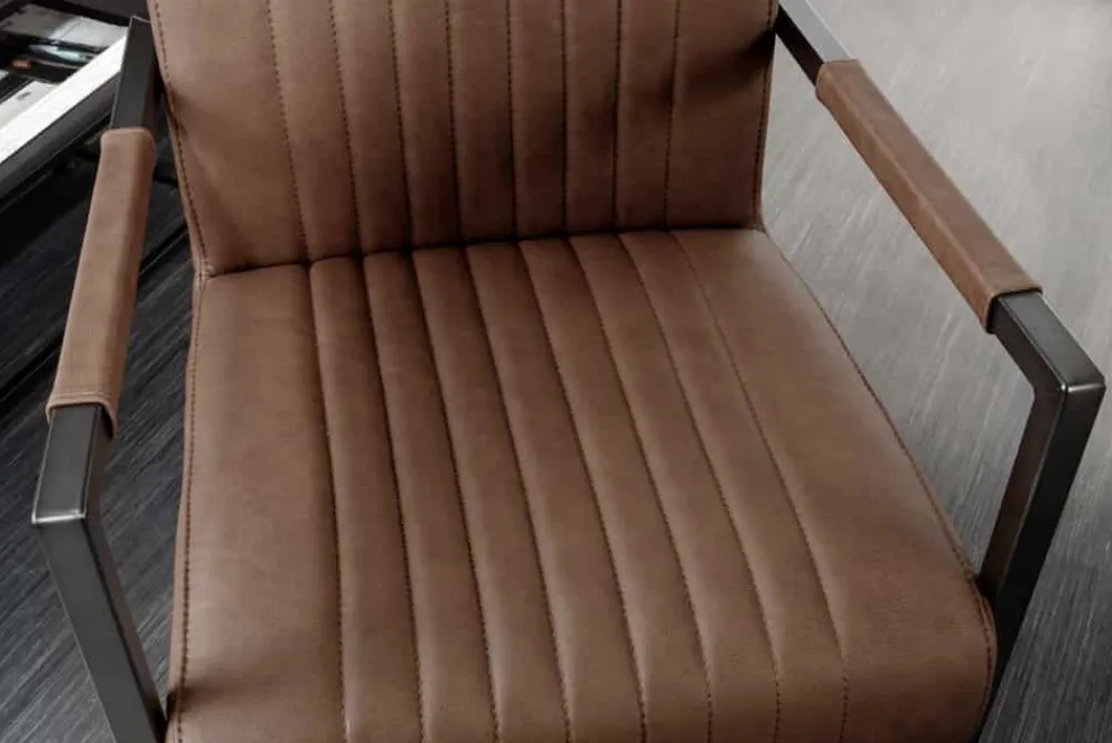 Riess-Ambiente Freischwinger|Stühle > Moderner Freischwinger Stuhl BIG ASTON Echtleder vintage braun Taschenfederkern Metall