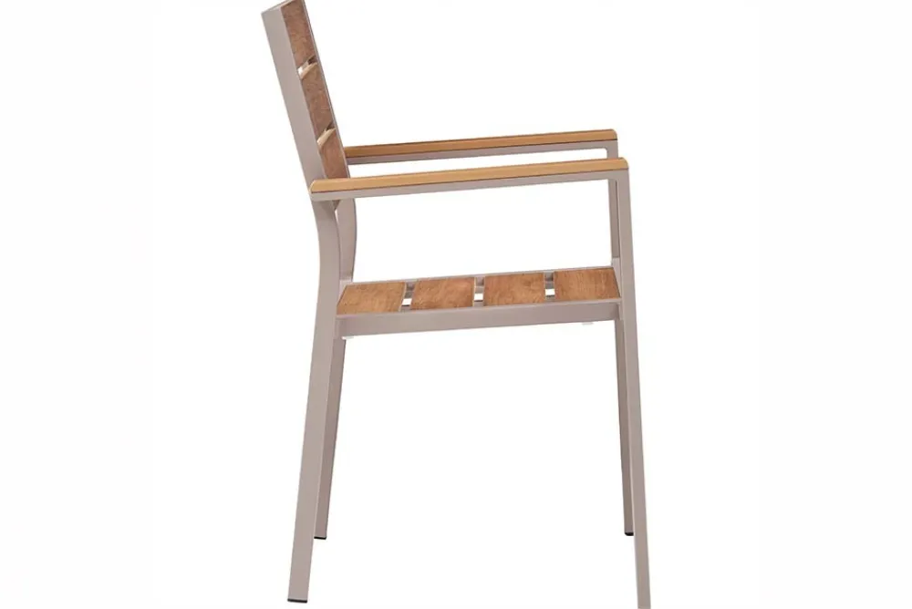 Riess-Ambiente Gartenstühle > Moderner Gartenstuhl DESIGNO 90cm natur greige Aluminium stapelbar wetterfest