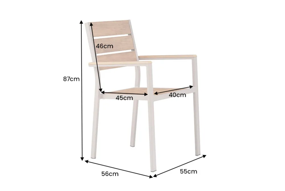 Riess-Ambiente Gartenstühle > Moderner Gartenstuhl DESIGNO 90cm natur greige Aluminium stapelbar wetterfest