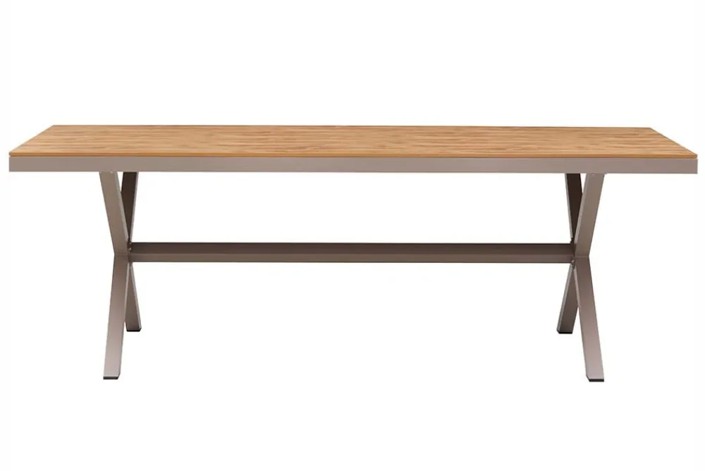 Riess-Ambiente Gartentische > Moderner Gartentisch DESIGNO 200cm natur greige Aluminium wetterfest X-Gestell