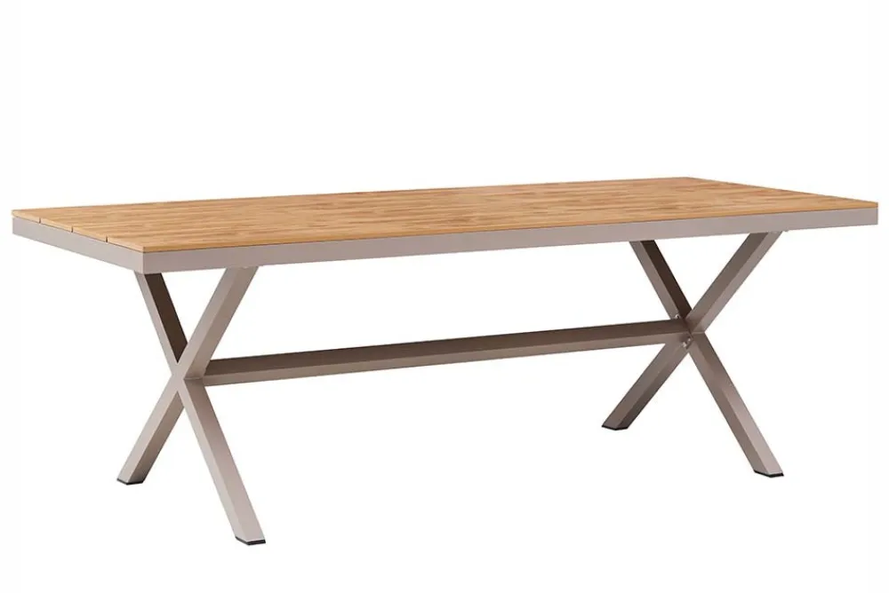 Riess-Ambiente Gartentische > Moderner Gartentisch DESIGNO 200cm natur greige Aluminium wetterfest X-Gestell