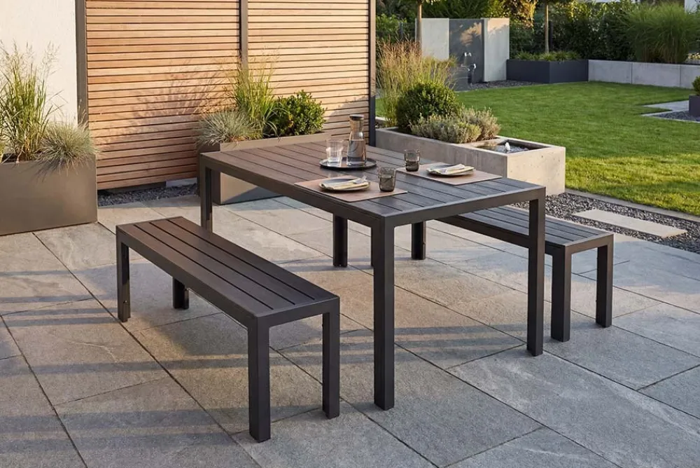 Riess-Ambiente Esstische|Gartentische > Moderner Gartentisch DESIGNO 150cm anthrazit schwarz Aluminium wetterfest Outdoor Esstisch