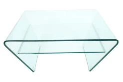 Riess-Ambiente Couchtische & Truhen > Moderner Glas Couchtisch FANTOME 70cm Trapez mit Ablage transparent