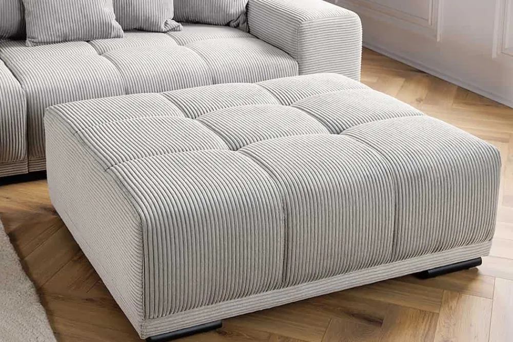 Riess-Ambiente Polsterhocker|Sitzhocker > Moderner Hocker ELEGANCIA 110cm champagner beige Cord Fußhocker Sitzhocker
