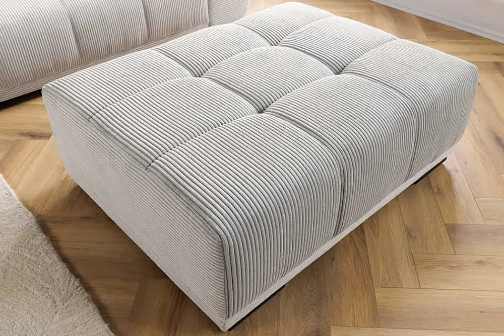Riess-Ambiente Polsterhocker|Sitzhocker > Moderner Hocker ELEGANCIA 110cm champagner beige Cord Fußhocker Sitzhocker