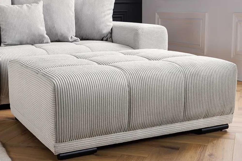 Riess-Ambiente Polsterhocker|Sitzhocker > Moderner Hocker ELEGANCIA 110cm champagner beige Cord Fußhocker Sitzhocker