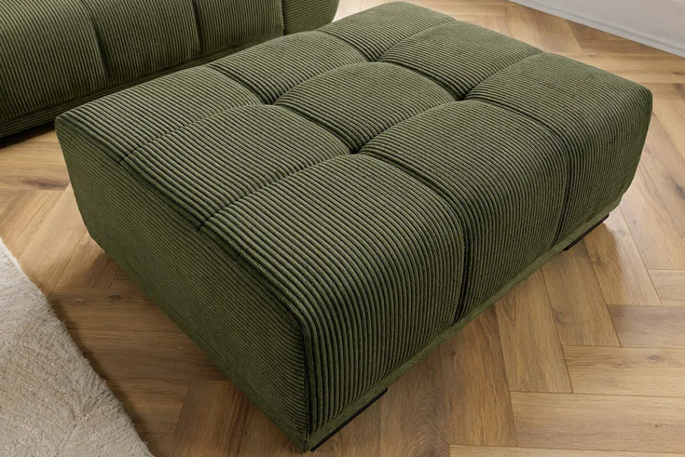 Riess-Ambiente Polsterhocker|Sitzhocker > Moderner Hocker ELEGANCIA 110cm grün Cord mit Ziersteppung